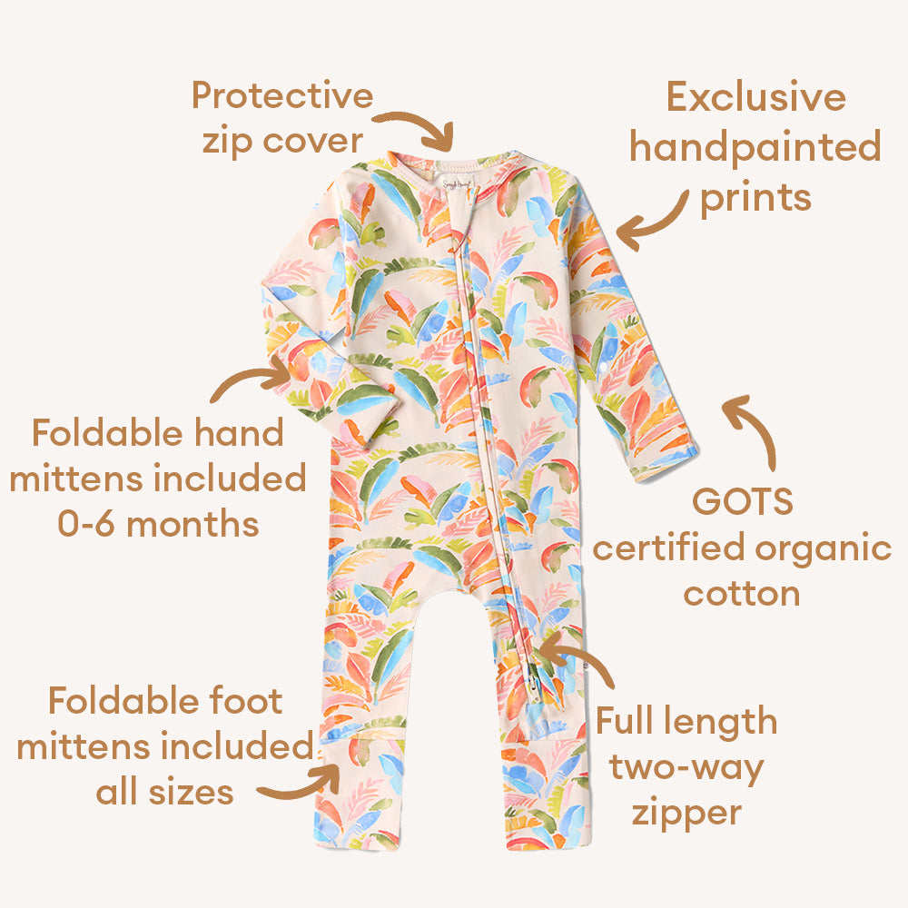Summer Palm Organic Snugglesuit Convertible Romper - View 6