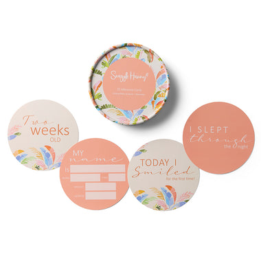 Summer Palm & Peach Reversible Milestone Cards | Snuggle Hunny