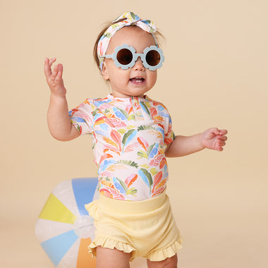 Summer Palm Short Sleeve Organic Bodysuit | Snuggle Hunny