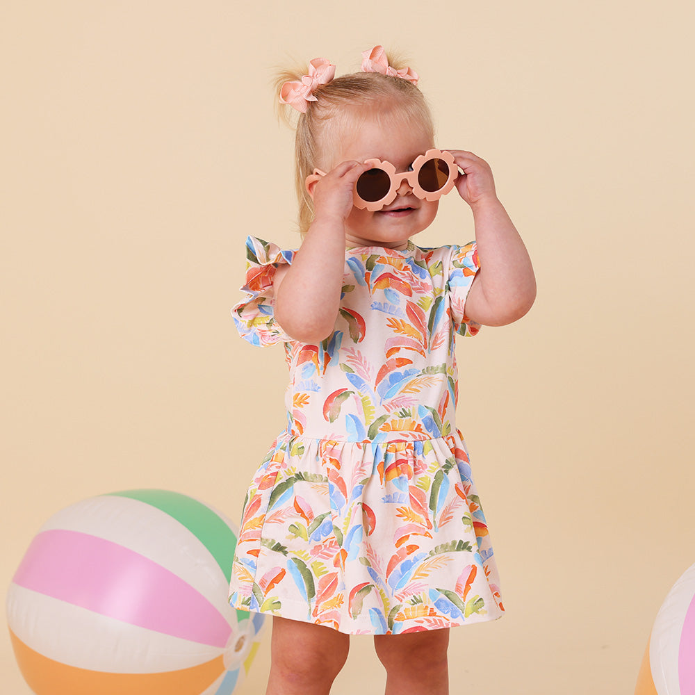 Summer Palm Short Sleeve Organic Dress - View 1