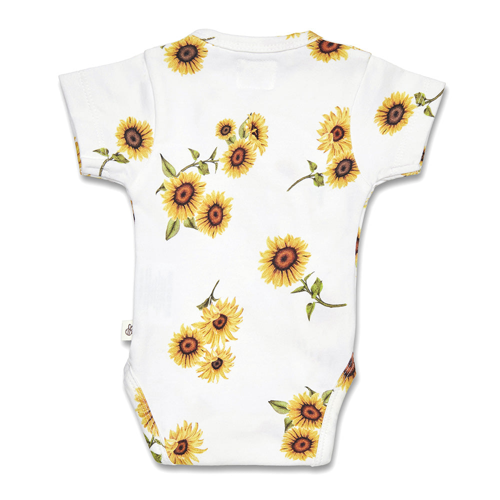 Sunflower Short Sleeve Organic Kimono Bodysuit - View 9
