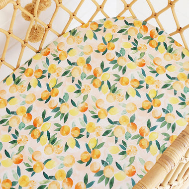 Sunny Citrus Organic Bassinet Sheet / Change Pad Cover | Snuggle Hunny