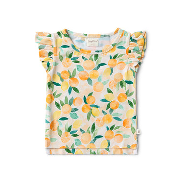 Sunny Citrus Organic T-Shirt with Frill | Snuggle Hunny