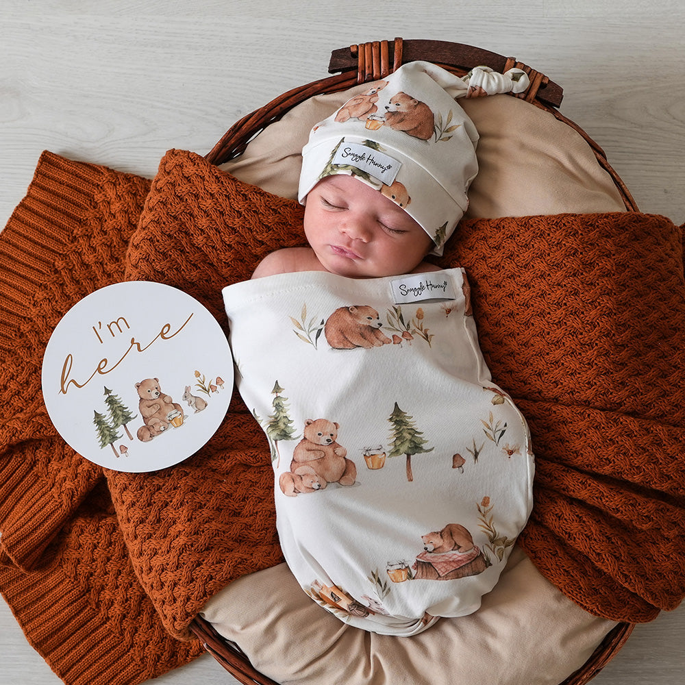 Bears Organic Snuggle Swaddle & Beanie Set - View 3