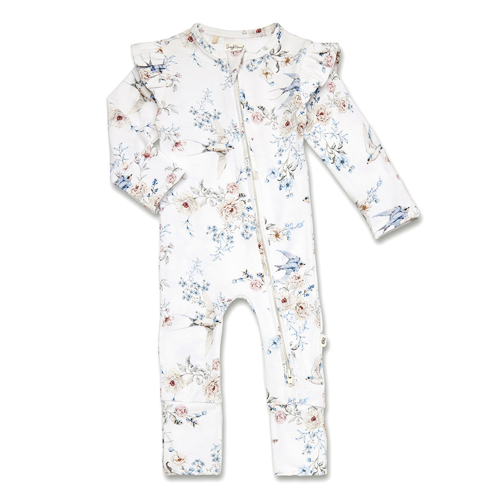 Sweet Swallows Organic Snugglesuit Convertible Romper with Frill - View 2