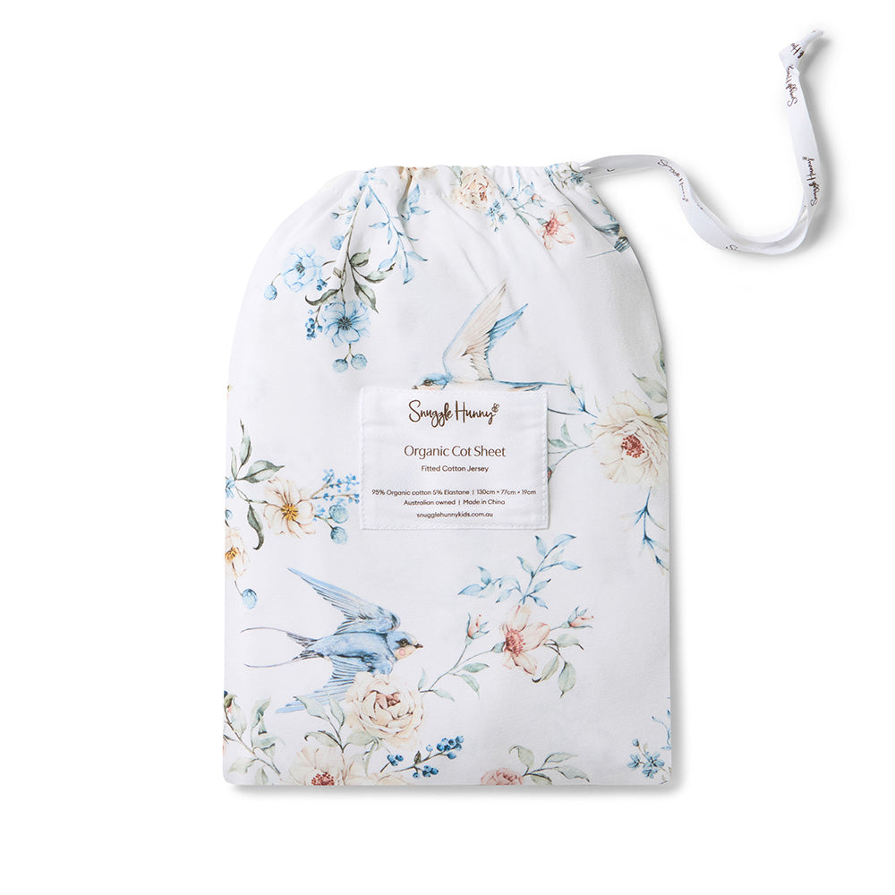 Sweet Swallows Organic Fitted Cot Sheet - View 5