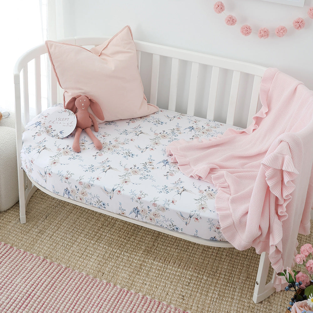 Sweet Swallows Organic Fitted Cot Sheet - View 1