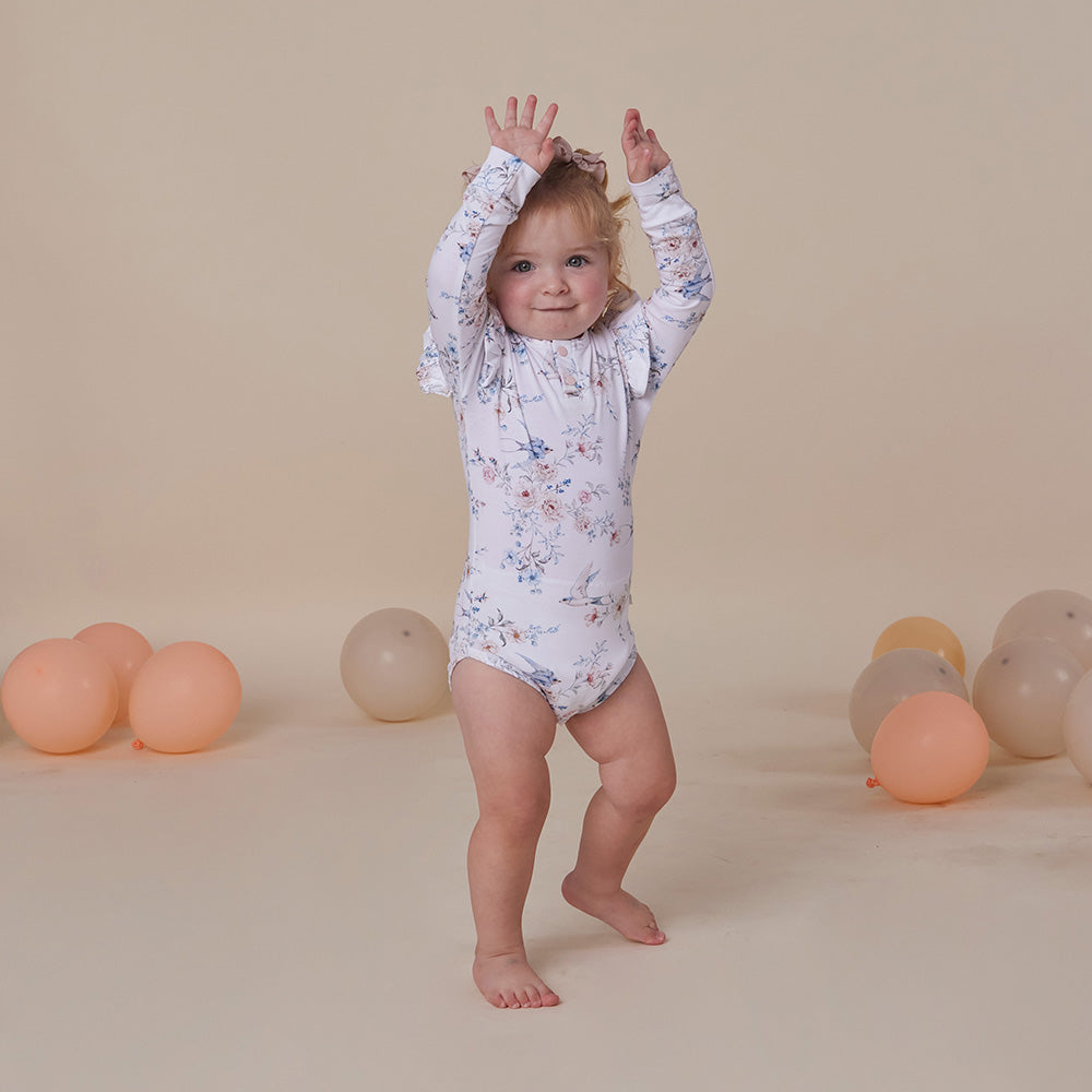 Sweet Swallows Long Sleeve Organic Bodysuit with Frill - View 6