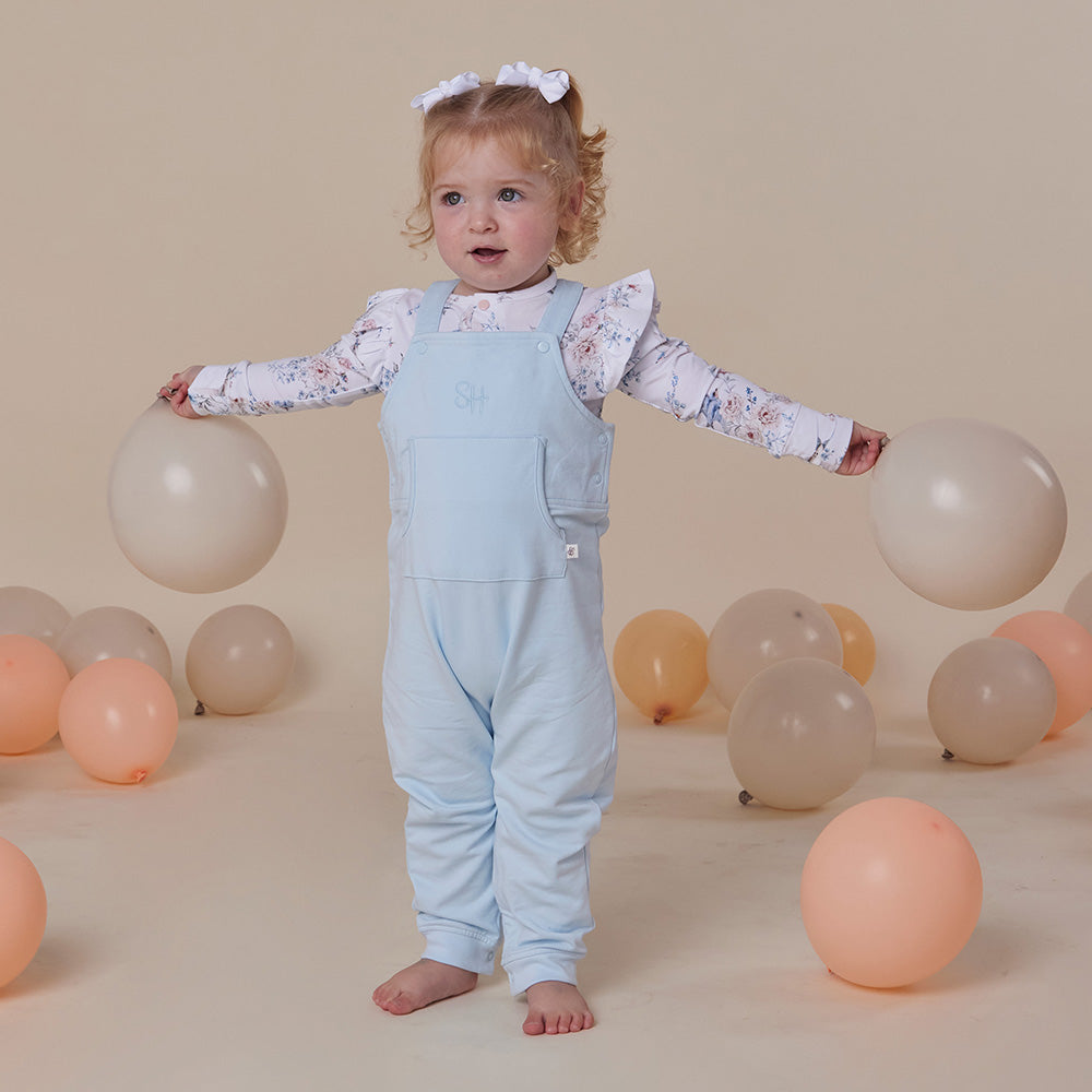 Baby Blue Organic Joey Overalls - View 3