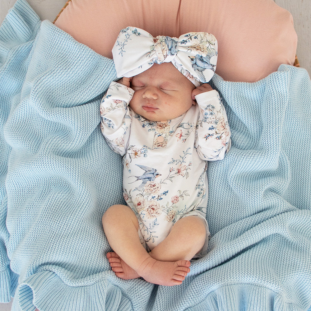 Sweet Swallows Long Sleeve Organic Bodysuit with Frill - View 4