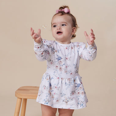Sweet Swallows Long Sleeve Organic Dress | Snuggle Hunny