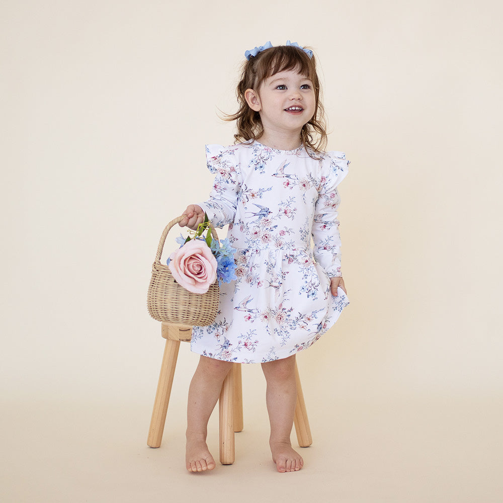 Sweet Swallows Long Sleeve Organic Dress - View 11