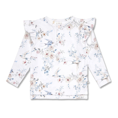 Sweet Swallows Organic Long Sleeve Top with Frill | Snuggle Hunny