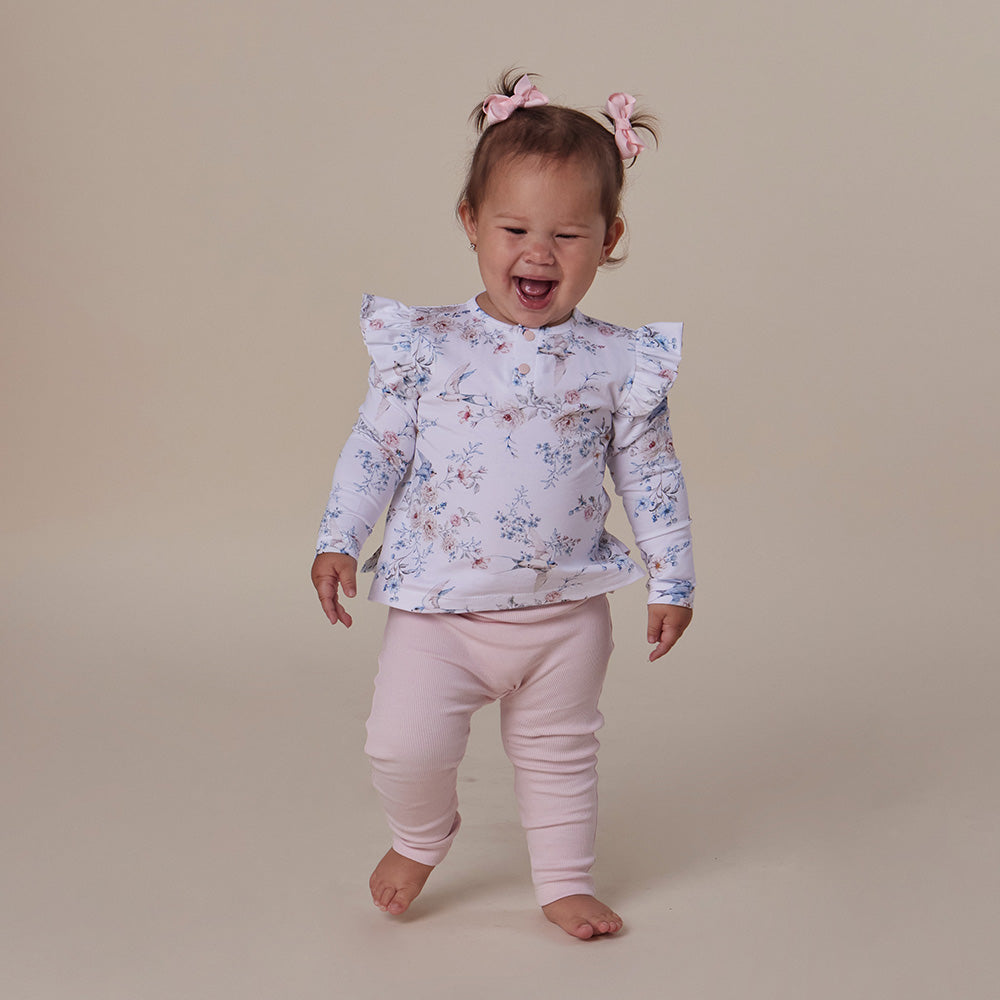 Sweet Swallows Organic Long Sleeve Top with Frill - View 7