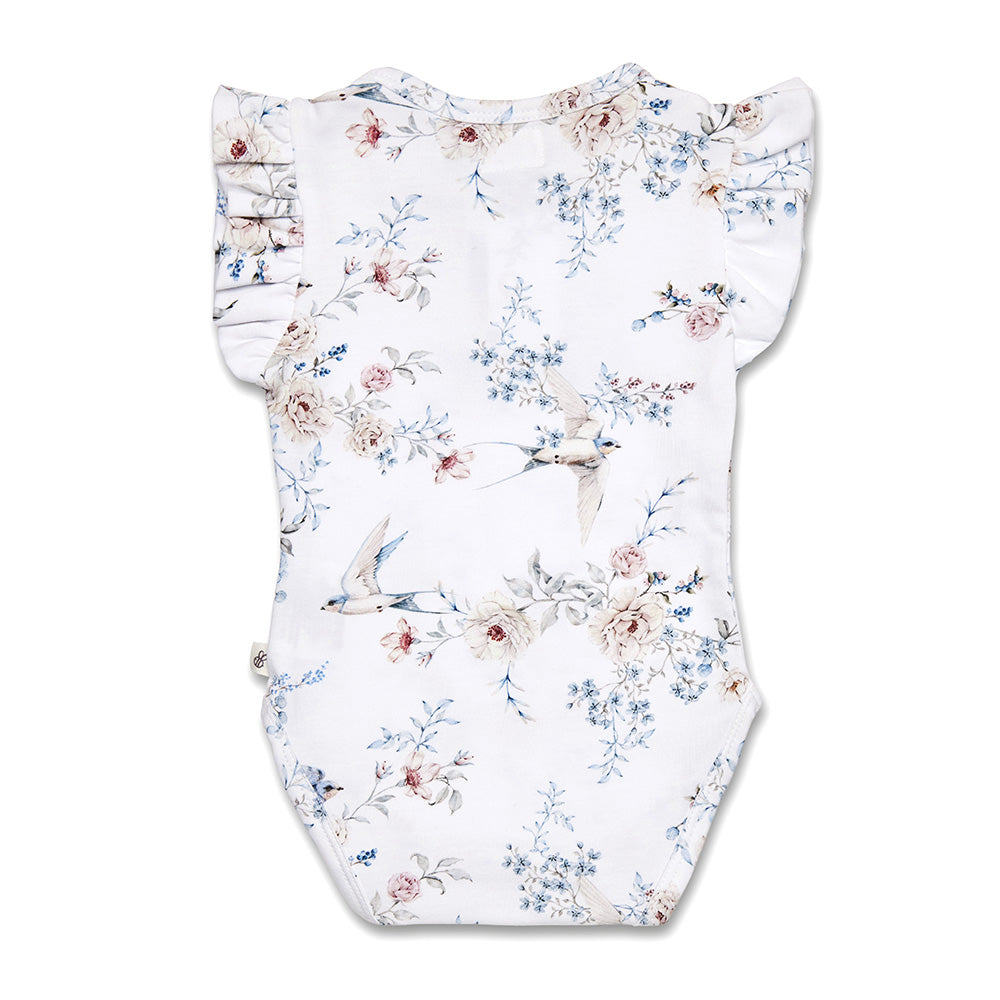 Sweet Swallows Short Sleeve Organic Bodysuit with Frill - View 7