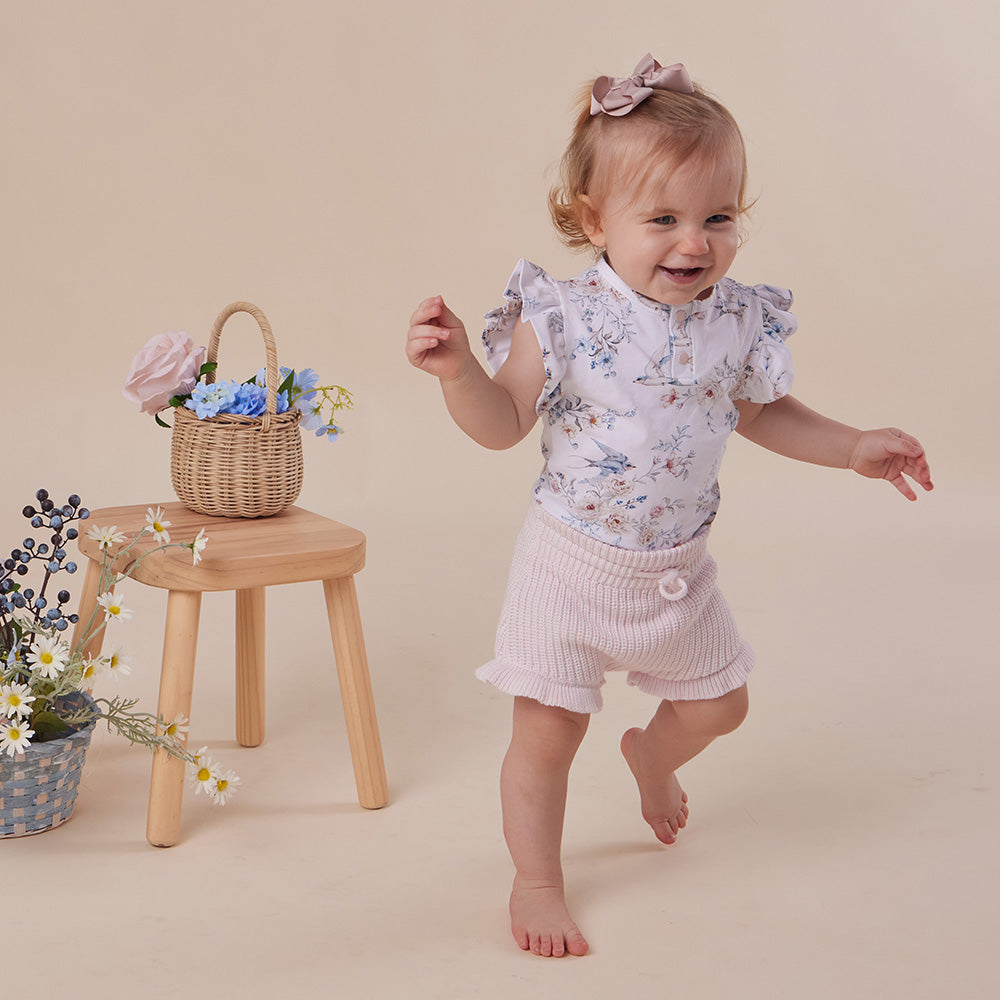 Sweet Swallows Short Sleeve Organic Bodysuit with Frill - View 3