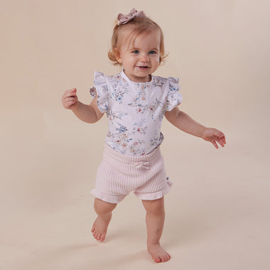 Sweet Swallows Short Sleeve Organic Bodysuit with Frill | Snuggle Hunny