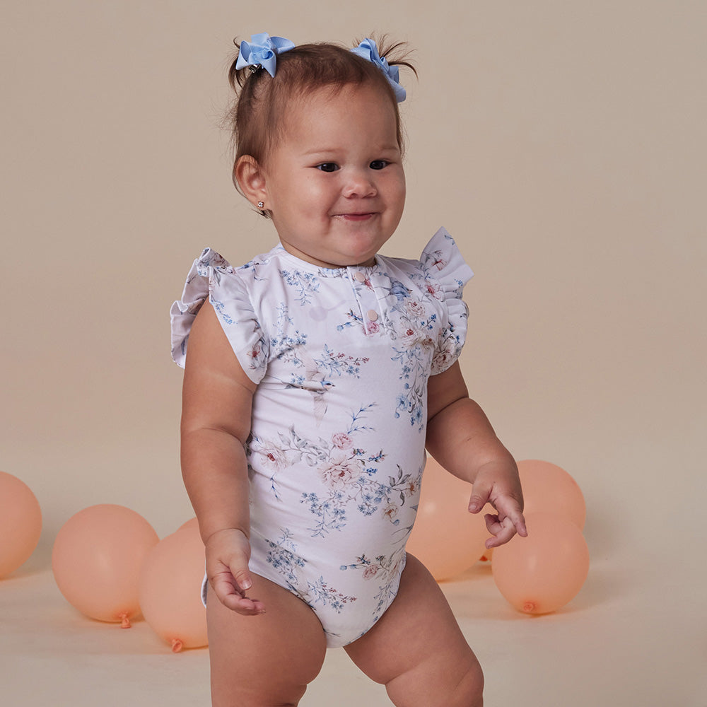 Sweet Swallows Short Sleeve Organic Bodysuit with Frill - View 14