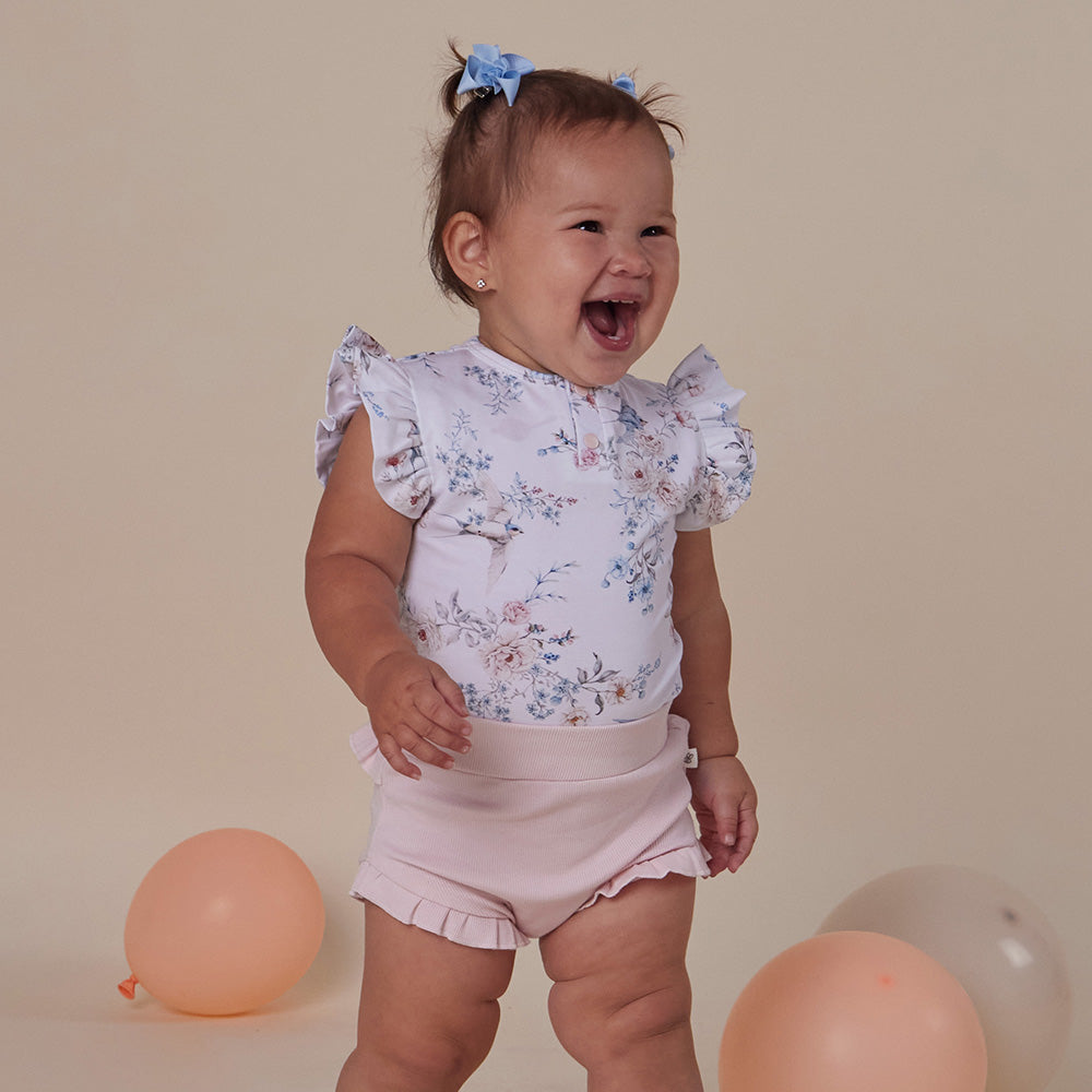 Sweet Swallows Short Sleeve Organic Bodysuit with Frill - View 9