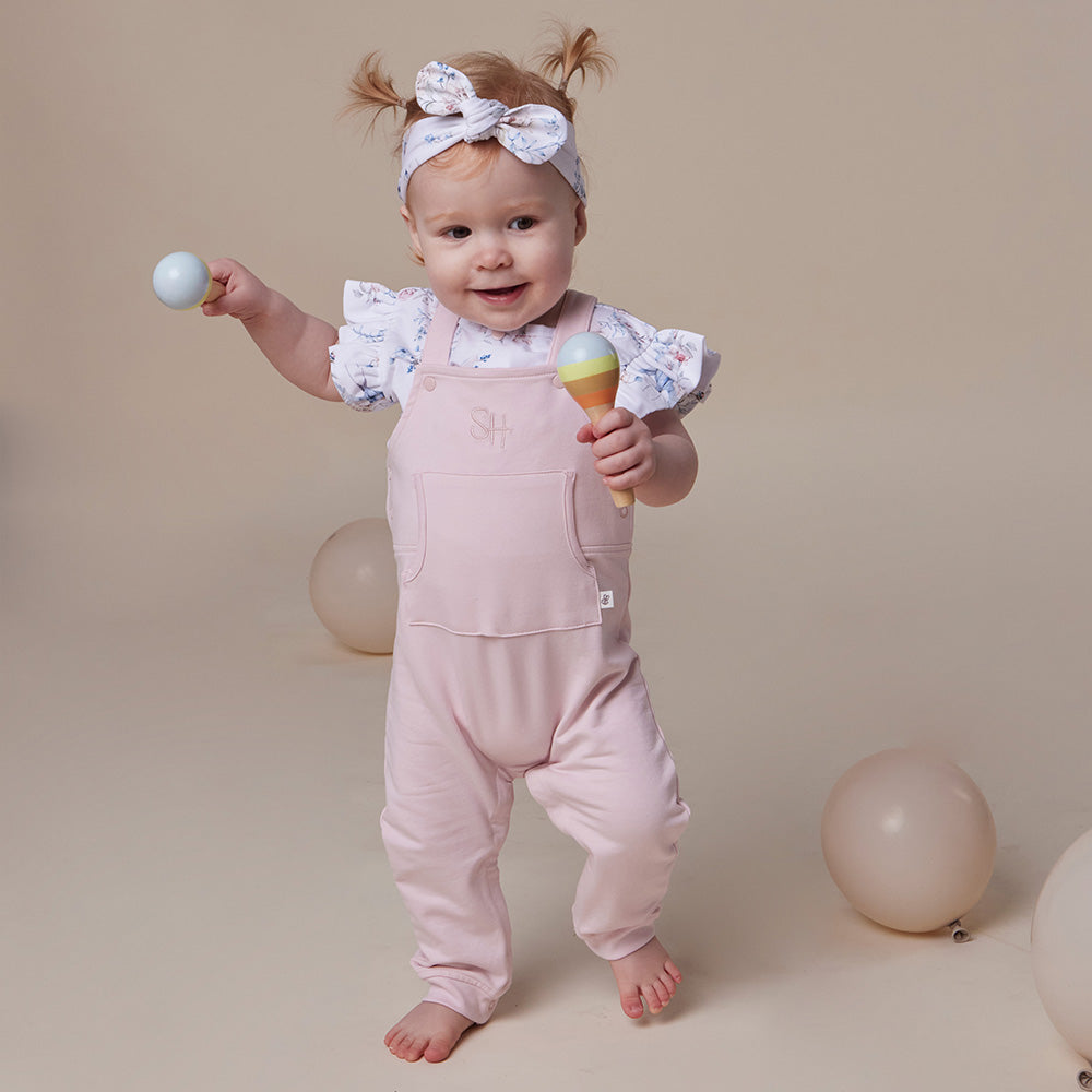 Baby Pink Organic Joey Overalls - View 4