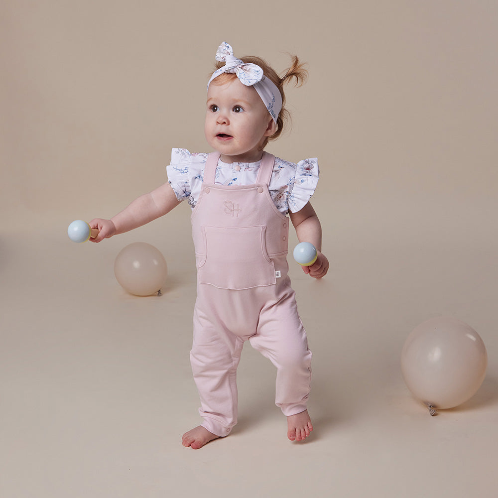 Baby Pink Organic Joey Overalls - View 9