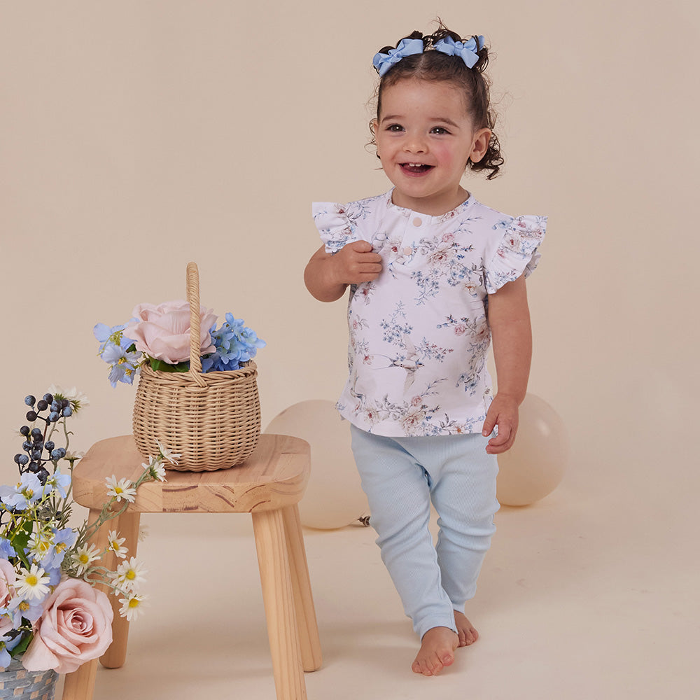 Sweet Swallows Organic Short Sleeve Top with Frill - View 12