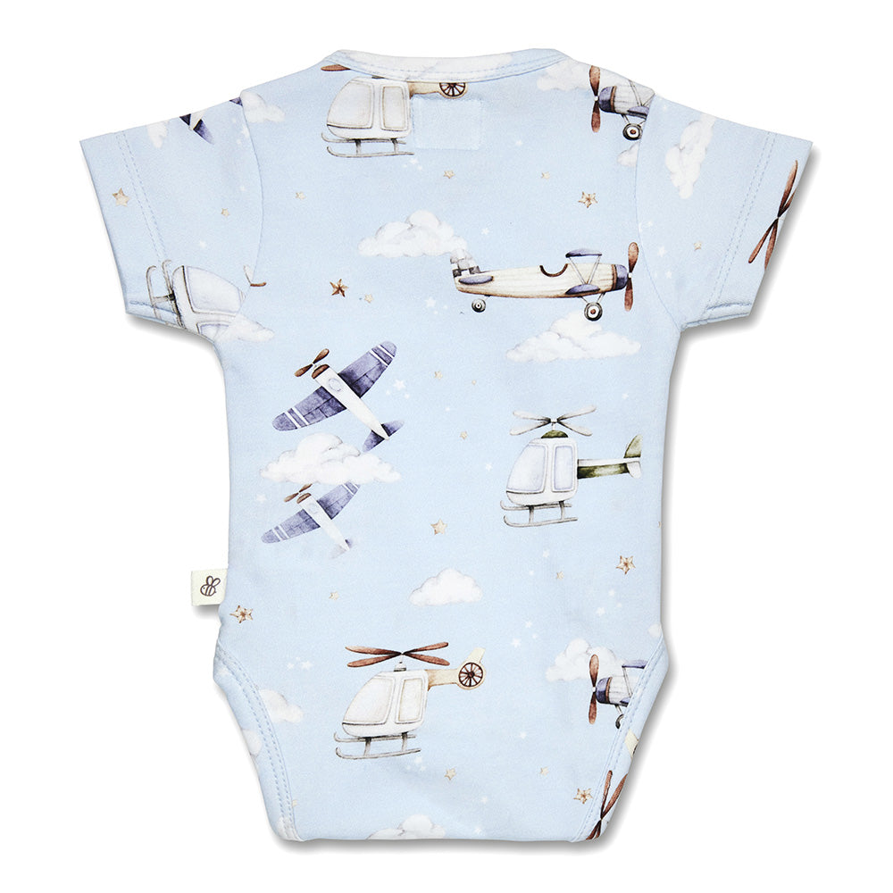 Taking Flight Short Sleeve Organic Kimono Bodysuit - View 8