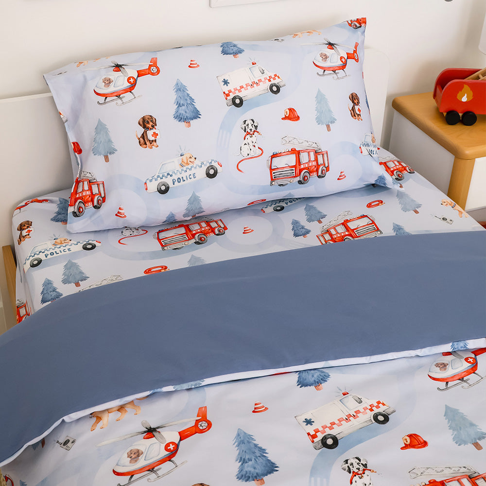 Bundle - To The Rescue King Single Bedding - 1 x Sheet + 1 x Quilt Cover + 1 x Pillowcase - View 2