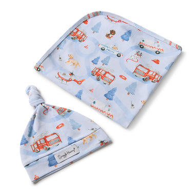 To The Rescue Organic Jersey Wrap & Beanie Set | Snuggle Hunny