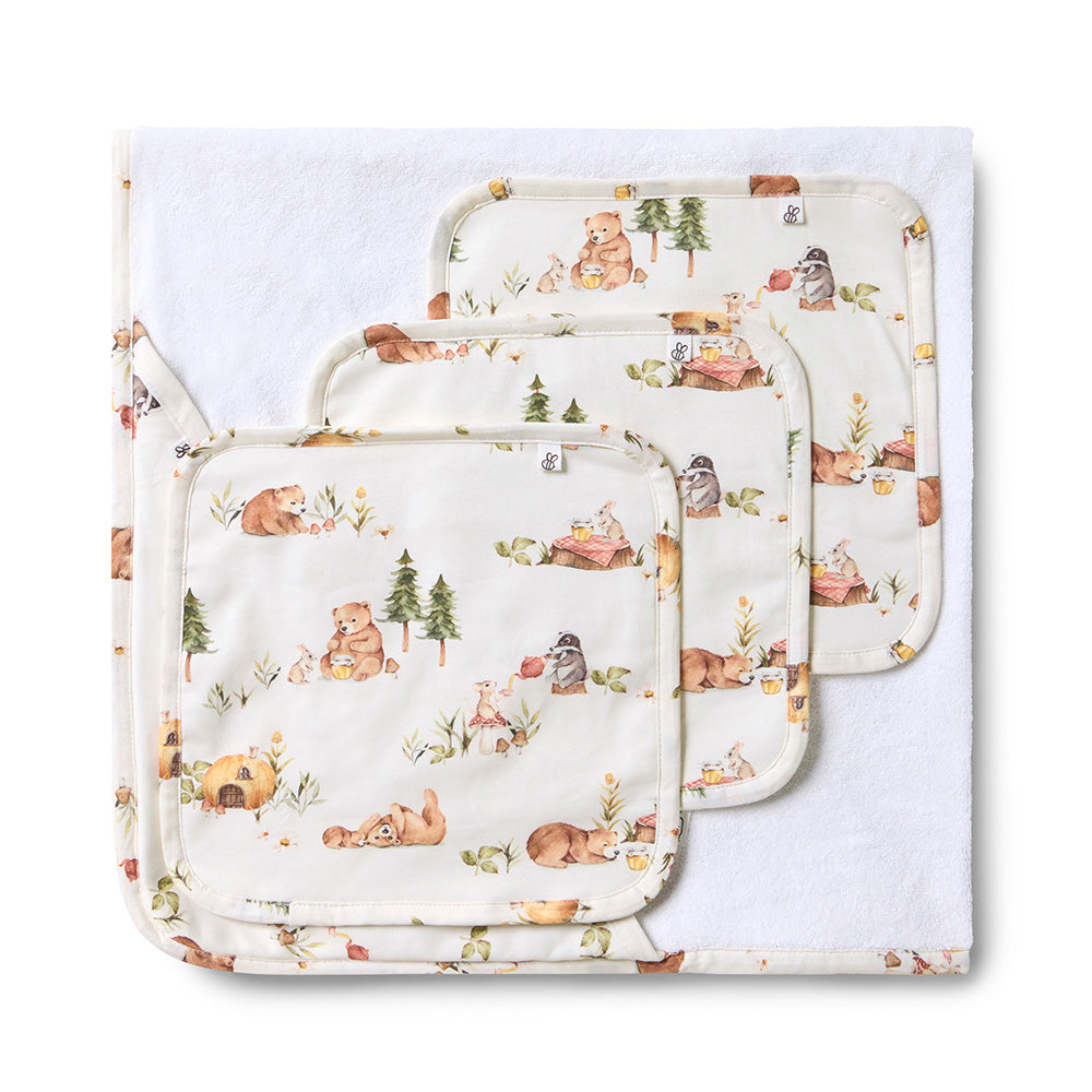 Bears Organic Baby Towel & Wash Cloth Set - View 1