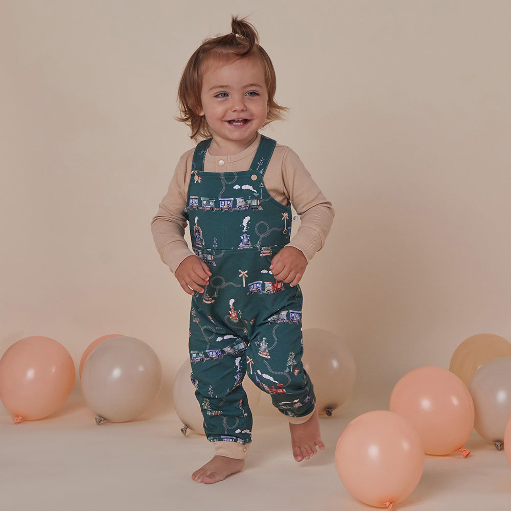 Trains Organic Snuggle Overalls - View 9