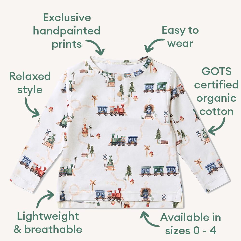 Trains Organic Long Sleeve Top - View 4