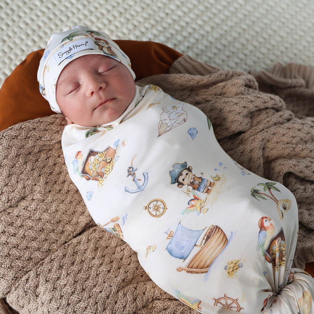 Treasure Island Organic Jersey Wrap & Beanie Set - View 6