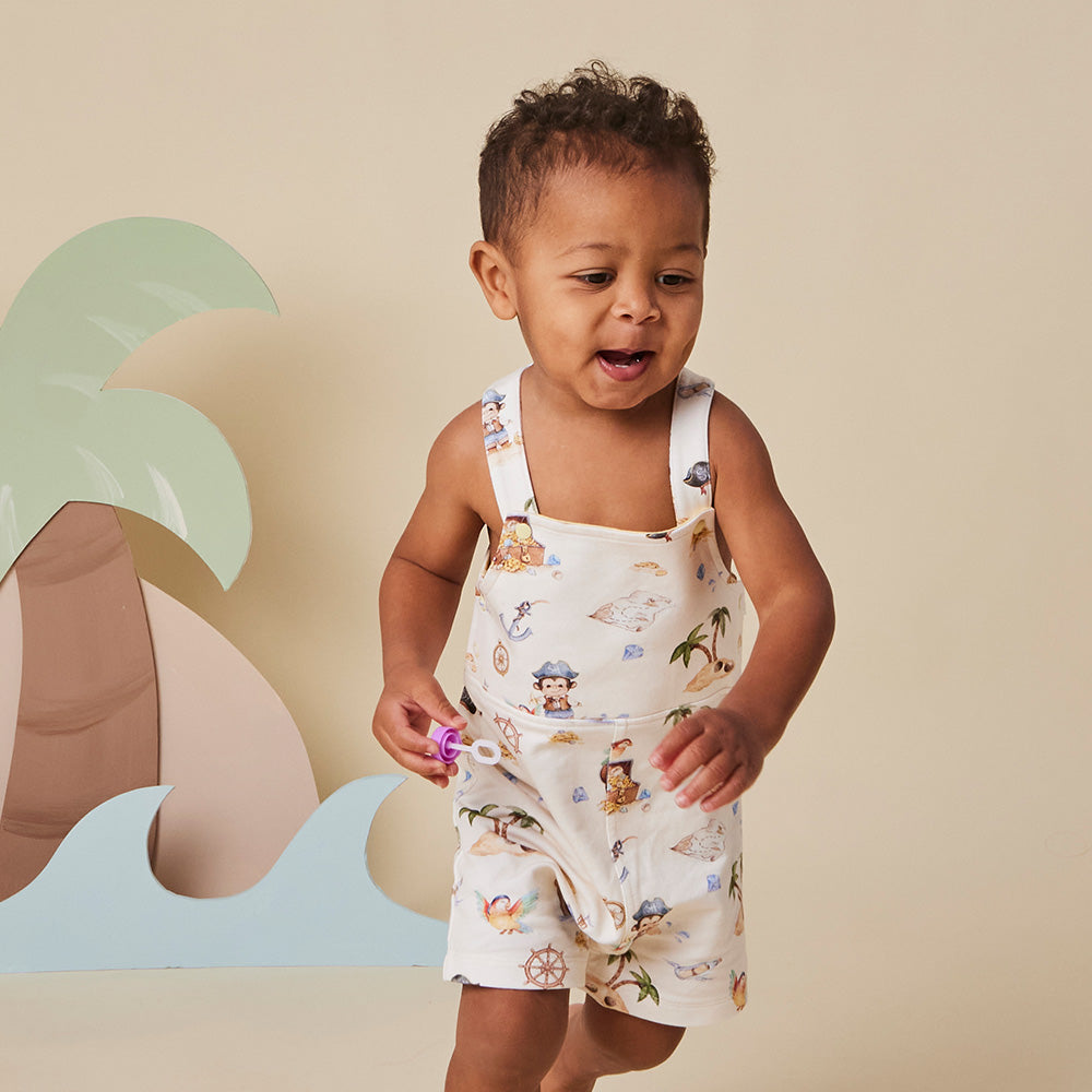 Treasure Island Organic Snuggle Overall Shorts - View 3