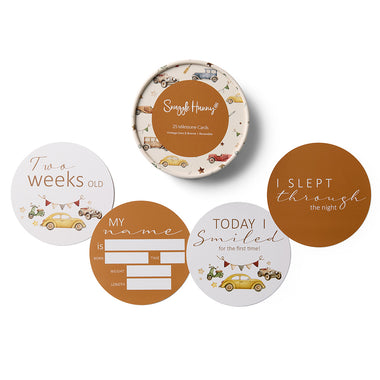 Vintage Cars & Bronze Reversible Milestone Cards | Snuggle Hunny