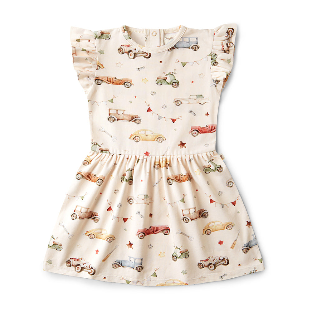 Vintage Cars Short Sleeve Organic Dress - View 8