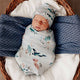 Whale Organic Snuggle Swaddle & Beanie Set - Thumbnail 1