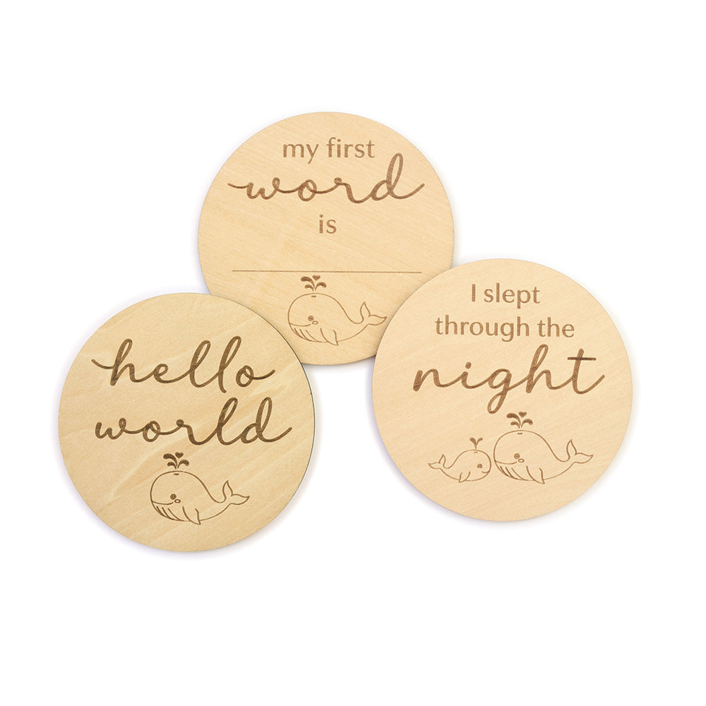 Whale Wooden Milestone Cards - View 1