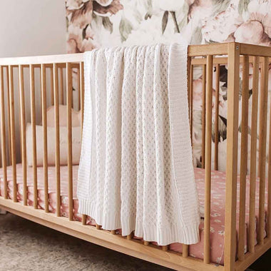 White Diamond Knit Organic Baby Blanket-Snuggle Hunny