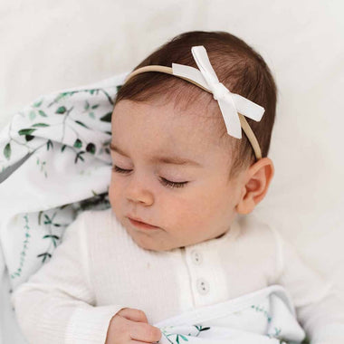 White Velvet Bow-Snuggle Hunny