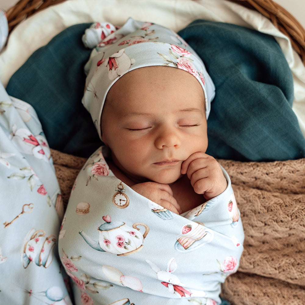 White Rabbit Organic Jersey Wrap & Beanie Set - View 3