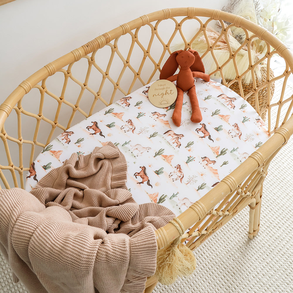 Wild Horses Organic Bassinet Sheet / Change Pad Cover - View 1