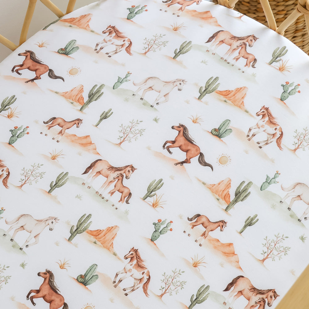 Wild Horses Organic Bassinet Sheet / Change Pad Cover - View 2