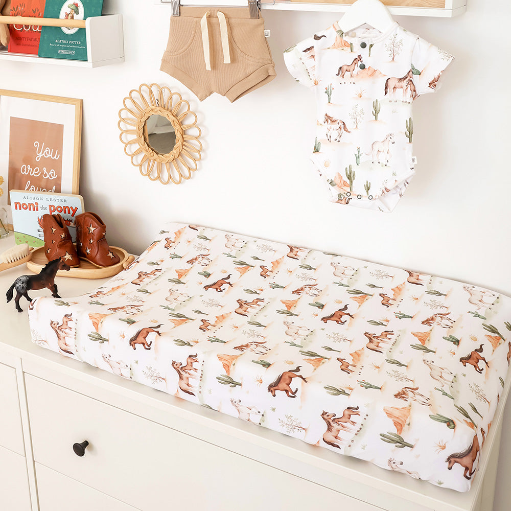 Wild Horses Organic Bassinet Sheet / Change Pad Cover - View 3