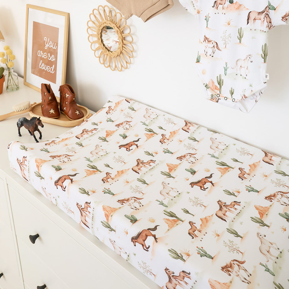 Wild Horses Organic Bassinet Sheet / Change Pad Cover - View 6