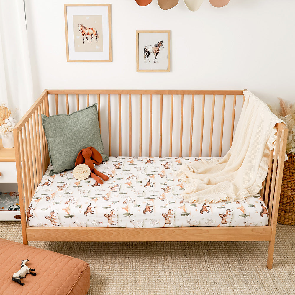 Wild Horses Organic Fitted Cot Sheet - View 4