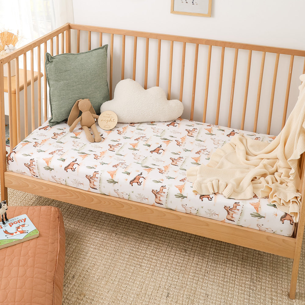 Wild Horses Organic Fitted Cot Sheet - View 1