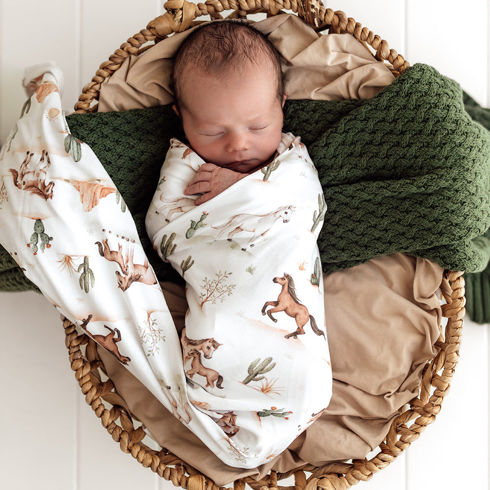 Wild Horses Organic Jersey Wrap & Beanie Set - View 12