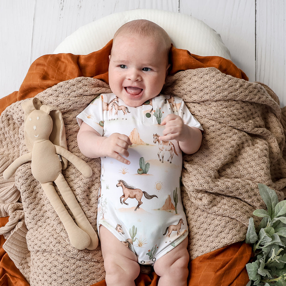 Wild Horses Short Sleeve Organic Bodysuit - View 7