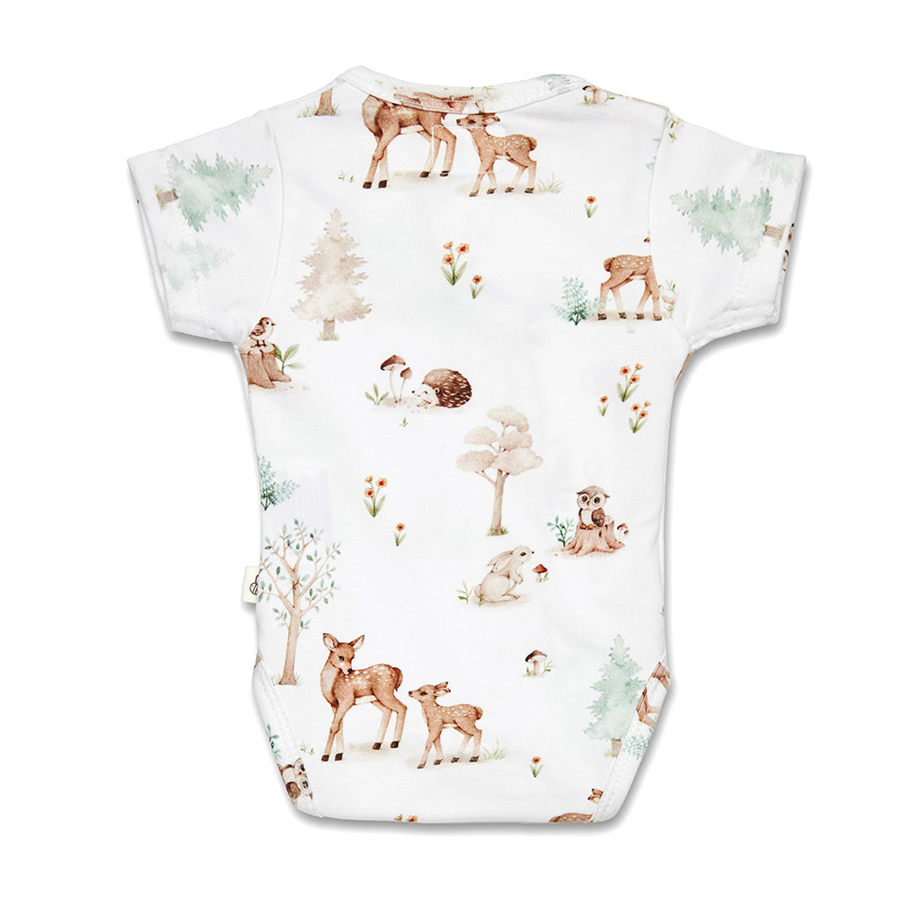 Woodland Tales Short Sleeve Organic Kimono Bodysuit - View 6